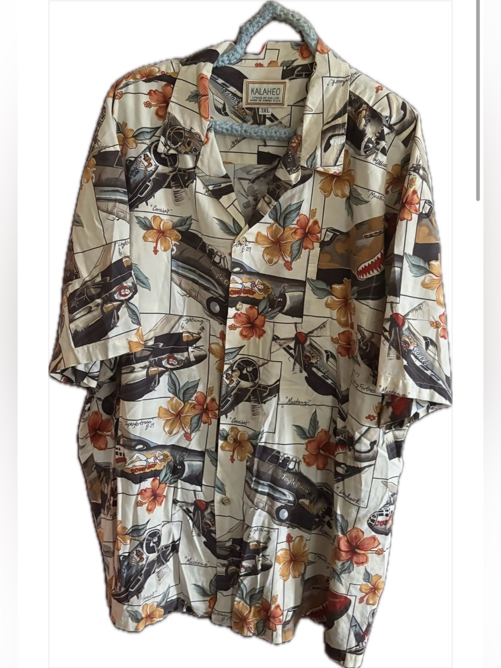 Kalaheo Men’s Short-Sleeve Vietnam Military Aircraft Button-Down Shirt